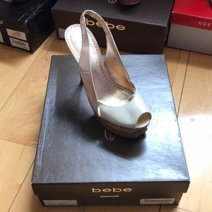 Tan and opal Bebe heel